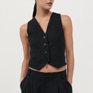 St. Agni Tailored Linen Vest Size M